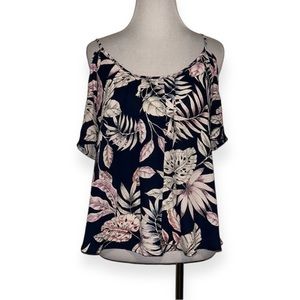 🎀 Lush XS tropical print‎ cold shoulder blouse